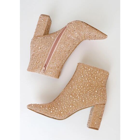 Betsey Johnson “Blush” Rose Gold Ankle Boots - Picture 2 of 2